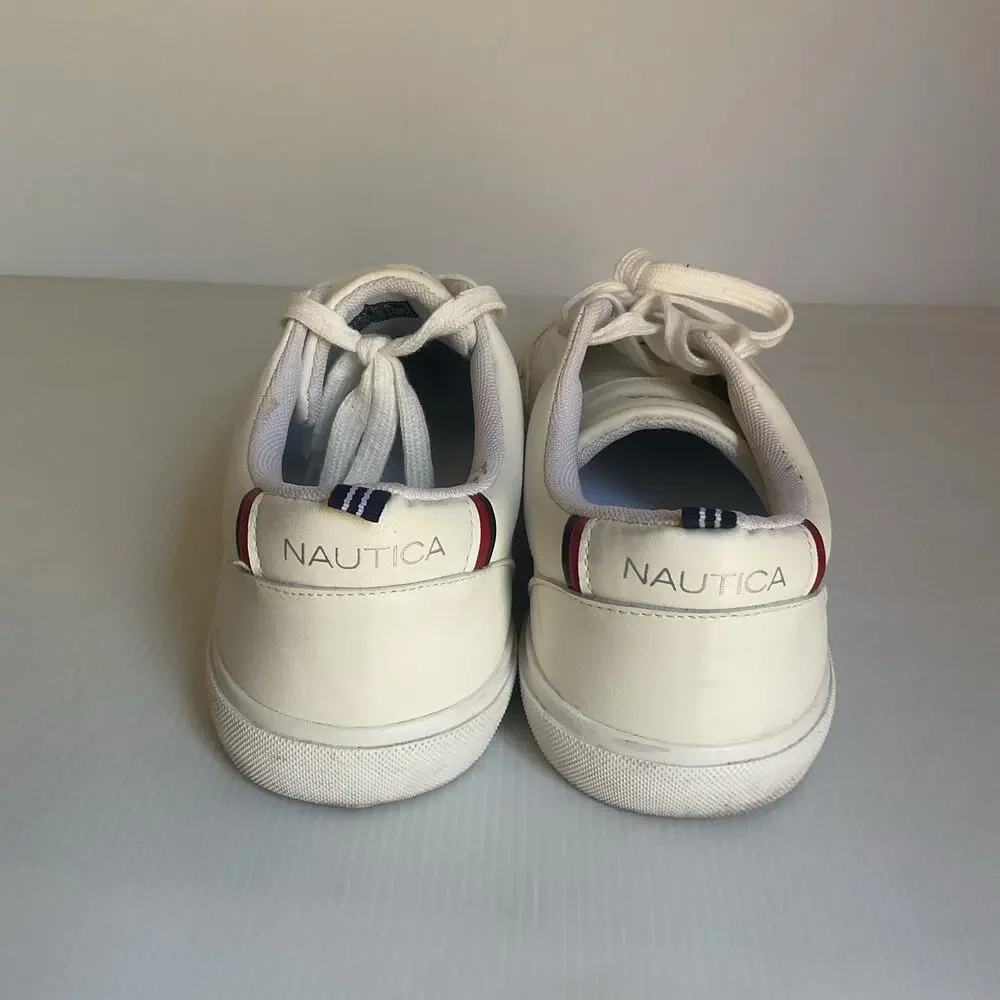 Nautica White Casual Sneakers Men Size 10.5 Lace Up Low Top Shoes